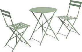 Светлозелен стоманен градински комплект за хранене за 2 Austin – Bizzotto