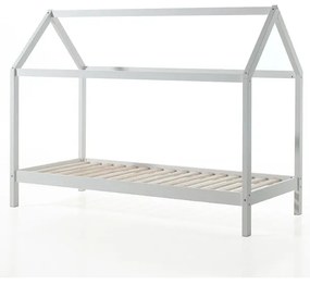 Бяло разтегателно детско легло къща от масивен бор с място за съхранение 90x200 cmDALLAS – Vipack