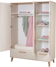 Кремав/в естествен цвят детски гардероб от декор от дъб 138x200x55 cm Jil – Roba