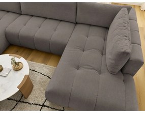 Кафяво-сив сгъваем/с място за съхранение ъглов диван (десен ъгъл/U форма) Fuji – Bobochic Paris