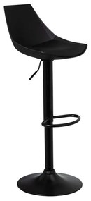 Черни бар столове в комплект от 2 бр. с регулируема височина от имитация на кожа (височина на седалката 56,5 cm) – Casa Selección
