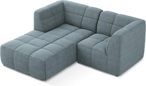 Син ъглов диван от прежда с примки от букле (ляв ъгъл) Aloha – Makamii