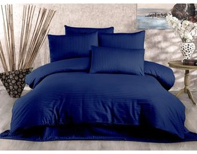 Тъмносиньо памучно спално бельо от сатен за двойно легло 200x200 cm Lilyum - Mijolnir