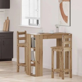 856761 vidaXL Бар маса с рафт, дъб артизан, 102x50x103,5 см, инженерно дърво