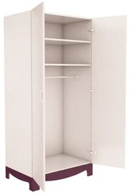 Двукрилен гардероб Яна, бяло гладко и лилаво шагре
