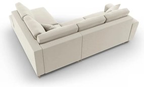 Бежов кадифен разтегателен ъглов диван с място за съхранение (десен ъгъл/L форма) Kyoto – Cosmopolitan Design