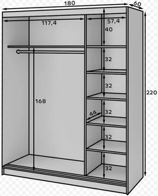 Плъзгащ се гардероб Proco III с Огледало