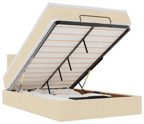 3312296 vidaXL Османска легло с матрак и LED, кремаво, 120x190 см, плат