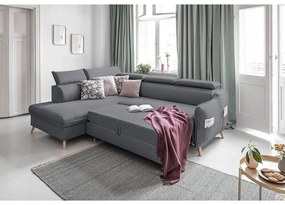 Тъмно сив ъглов разтегателен диван ляв ъгъл, Sweet Harmony - Miuform