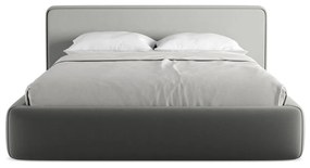 Сиво двойно тапицирано легло с място за съхранение и включена подматрачна рамка 160x200 cm Kiana – Makamii