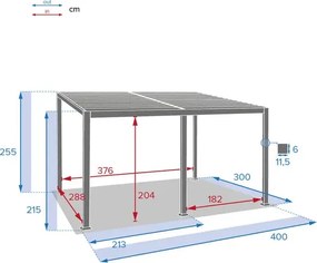 Пергола Hesperide Avila, Алуминий, Графит, 4x3 m