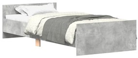 835935 vidaXL Рамка за легло, бетонно сиво, 100x200 см, инженерно дърво