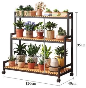Метална стойка за цветя 120 x 40 x 95 cm - 3 практични рафта