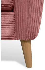 Розов ъглов диван от рипсено кадифе (ляв ъгъл) Paris – Scandic