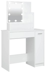 808810 vidaXL Тоалетка с LED, бяла, 86,5x35x136 см
