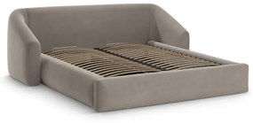 Светлокафяво двойно легло 180x200 cm тапицирано с място за съхранение с включена подматрачна рамка Campi – Cosmopolitan Design