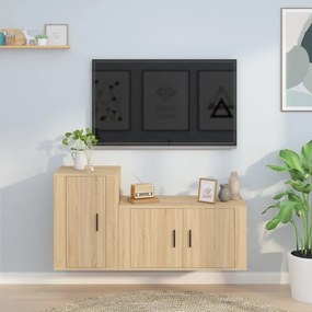 3188465 vidaXL Комплект ТВ шкафове от 2 части, сонома дъб, инженерно дърво