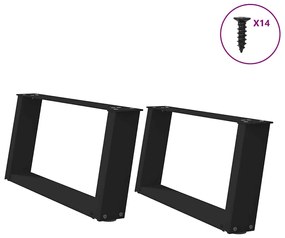4012748 vidaXL Крака за масичка за кафе, U-образни, 2 бр., черни, 60 x (30-31) см, стомана