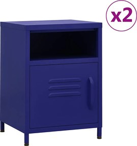 3095215 vidaXL Нощни шкафчета, 2 бр, нейви синьо, 35х35х51 см, стомана