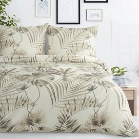 Меки памучни чаршафи в бежово с екзотични листа 3 časti: 1ks 160x200 + 2ks 70x80