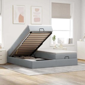 3311241 vidaXL Османска легло с матраци, светлосиво, 180x200 см, плат