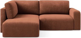 Теракотен шенилов сгъваем/с място за съхранение ъглов диван (ляв ъгъл/L форма) Kona – Makamii