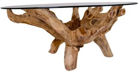 Кръгла масичка за кафе в естествен цвят със стъклен плот ø 110 cm Amazonas - House Nordic