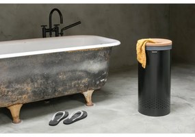 Кош за пране Brabantia 1000825, 35 л, Корков капак, Пълнене без отваряне, Вентилационни отвори, Черен