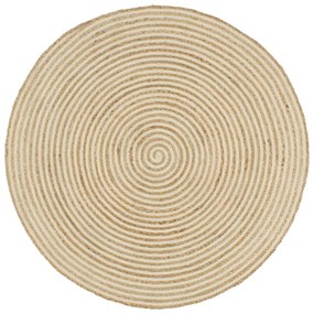 Sonata Ръчно тъкан килим от юта, принт на спирали, бял, 120 см