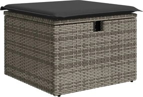 366118 vidaXL Градинска табуретка с възглавница сива 55x55x37 см полиратан