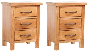 3053415 vidaXL Нощни шкафчета, 2 бр, 40x30x54 см, дъбово дърво масив