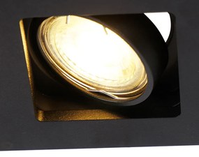 Комплект от 6 вградени прожектора черни правоъгълни 2-светлини - Qure