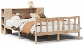 3321661 vidaXL Легло с етажерка за книги, без матрак, 160x200 см, бор масив