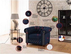 Синьо кадифено кресло честърфийлд York Blik – Ropez