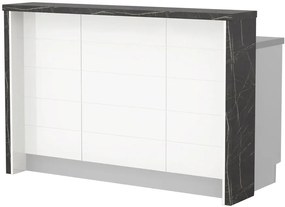 Островна кухненска пейка Hudson-Length: 150 cm.-White-Black Stone