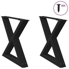 4012708 vidaXL Крака за масичка за кафе, 2 бр., черни, 60 x (42-43,3) см, стомана