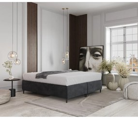 Антрацитно тапицирано двойно легло с място за съхранение 160x200 cm Tate – Maison de Rêve