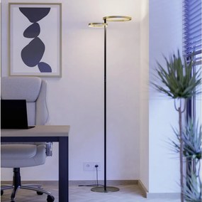 Eglo 901975-LED Димируема подова лампа CASTELPOTO LED/16W/230V + LED/12W златиста/черна