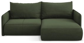Зелен разтегателен ъглов диван с място за съхранение (десен ъгъл) Nanea – Makamii