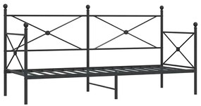 4104668 vidaXL Дневно легло без матрак Черно 90x200 cm Стомана