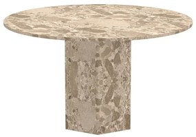 Светлокафява мраморна кръгла трапезна маса ø 130 cm Naxos – Actona