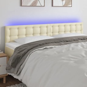 3121716 vidaXL LED Горна табла за легло, кремава, 180x5x78/88 см
