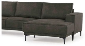 Ъглов диван в черно и сиво от изкуствена кожа (десен ъгъл) Copenhagen - Scandic