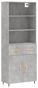 3200501 vidaXL Висок шкаф, бетонно сив, 69,5x34x180 см, инженерно дърво