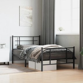 355574 vidaXL Метална рамка за легло с горна и долна табла, черна, 100x200 см