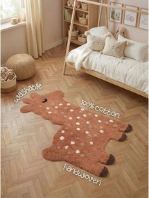 Кафяв памучен детски килим подходящ за пране/ръчно изработен 89x120 cm Snuggle Gino – Hanse Home