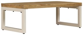 247339 vidaXL Маса за кафе, 100x50x35 см, мангово дърво масив и стомана