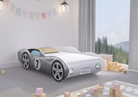 Детско легло сиво за момче 160 x 80 cm във формата на състезателна кола