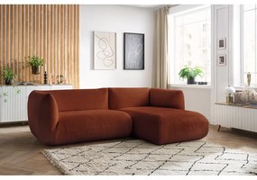 Ъглов диван от оранжев велур (десен ъгъл) Lecomte - Bobochic Paris