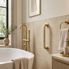Прав дръжка за баня Brush Gold
